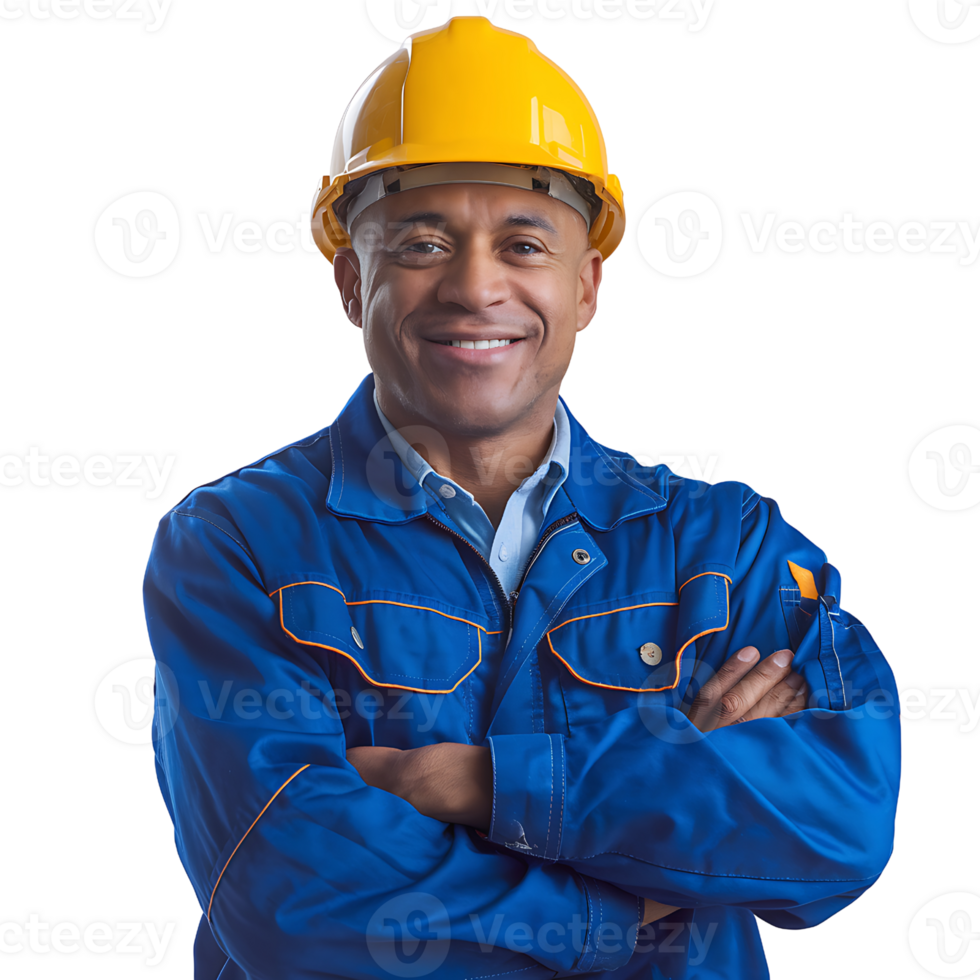 Portrait of a Smiling Construction Worker on transparent background png