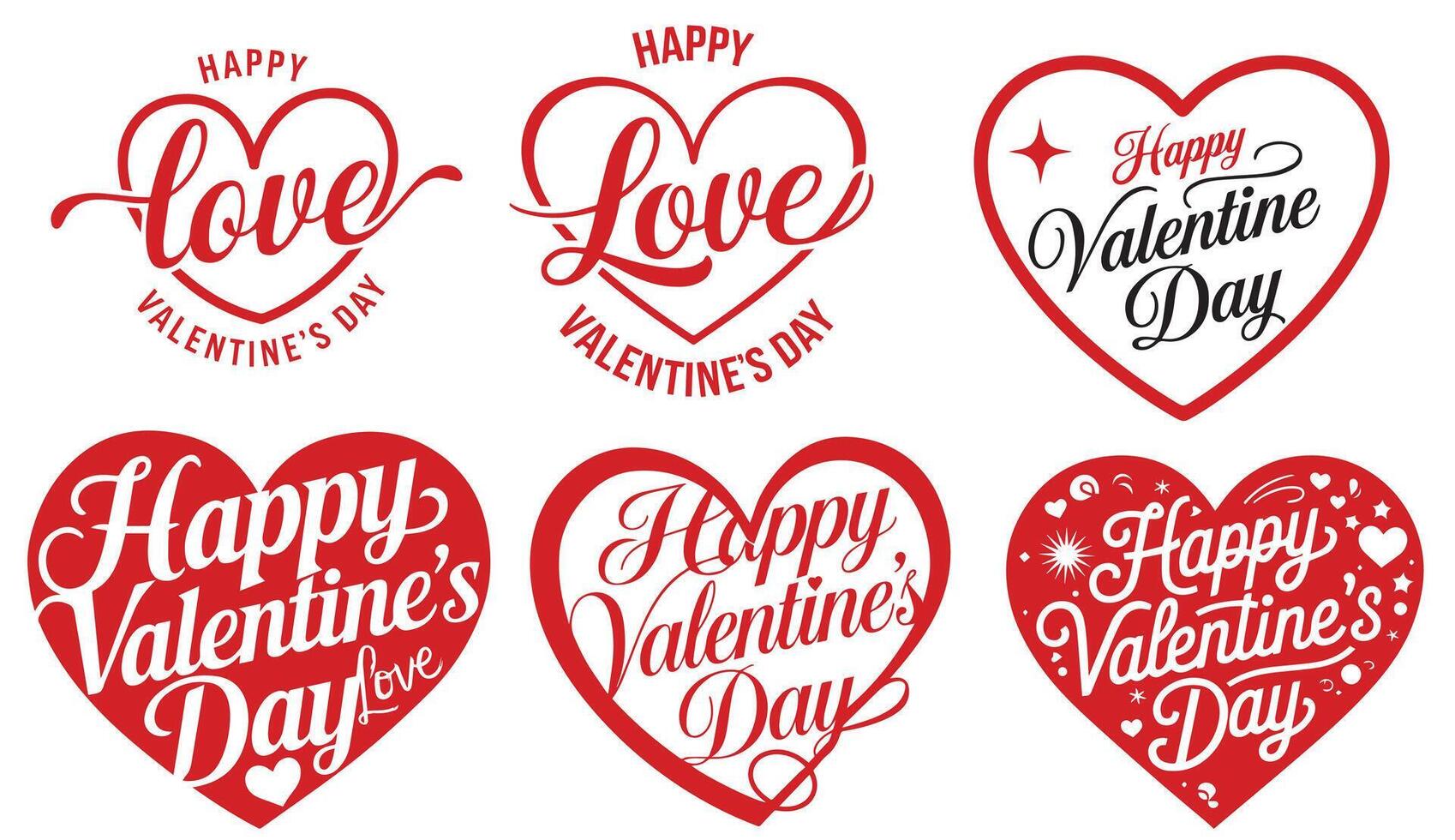 Happy valentine's day watercolor typography set vector
