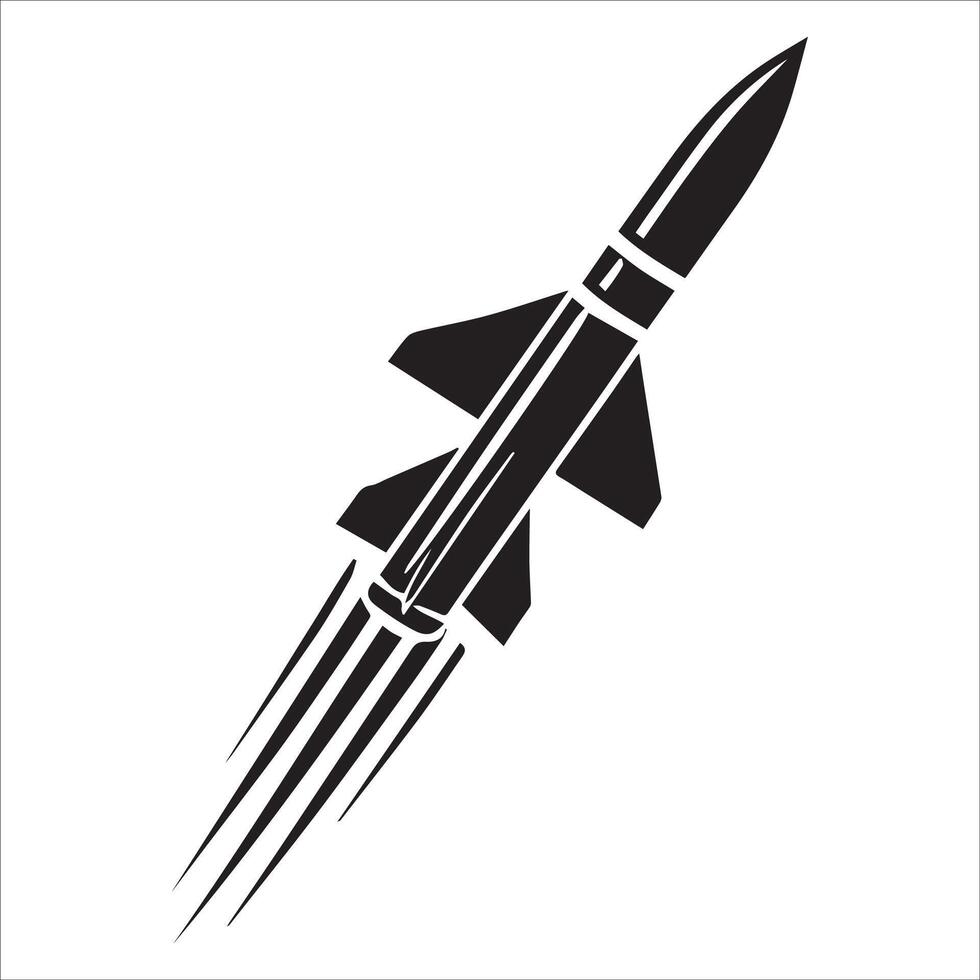 Modern Missiles in Flight Silhouettes vector