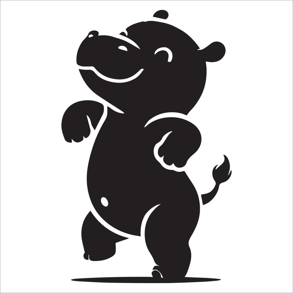 Baby Hippopotamus Dance Silhouette vector