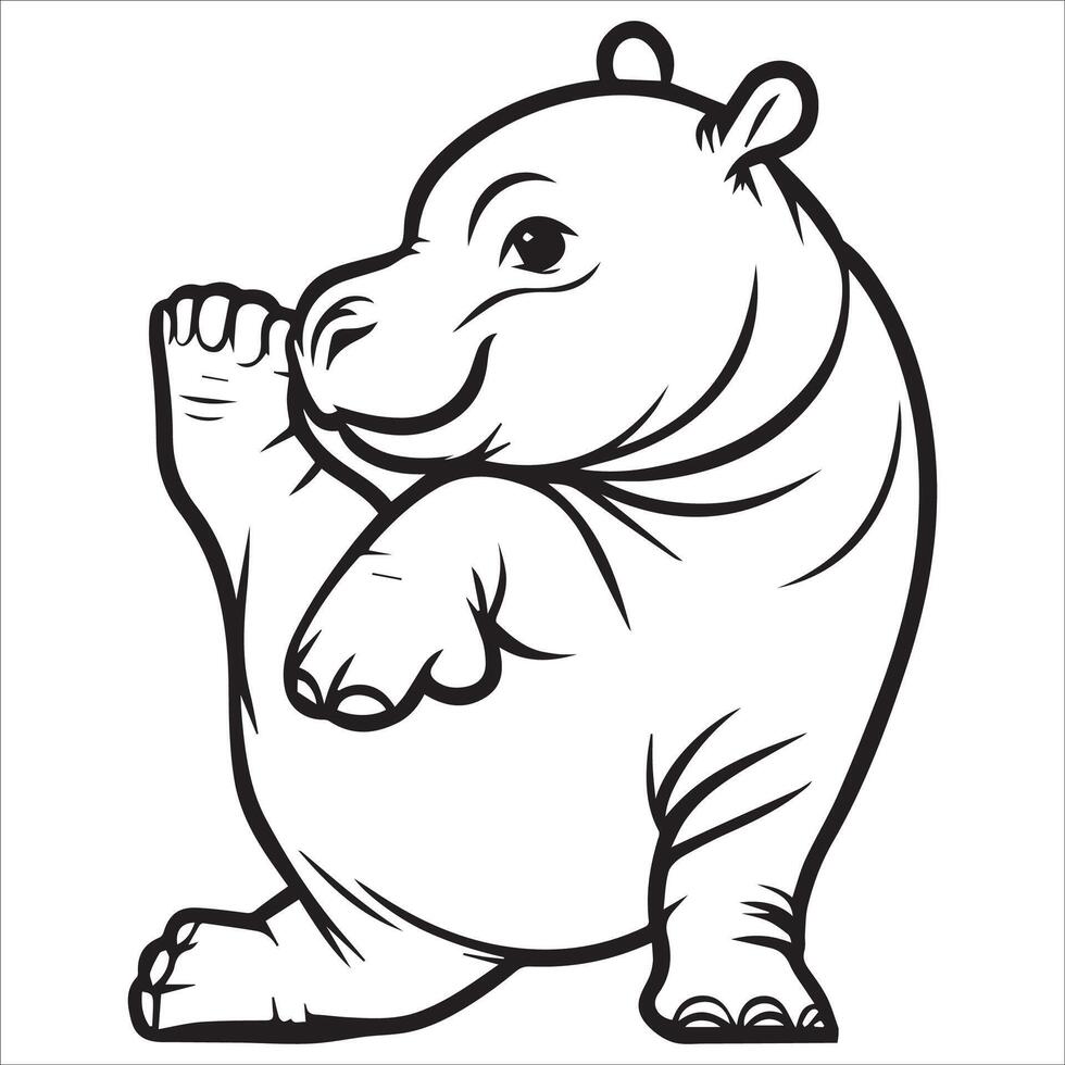 Baby Hippopotamus Yoga Silhouette Design vector