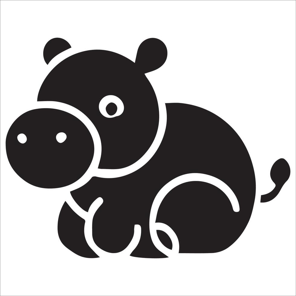 Peaceful Hippo Calf Silhouette Art vector