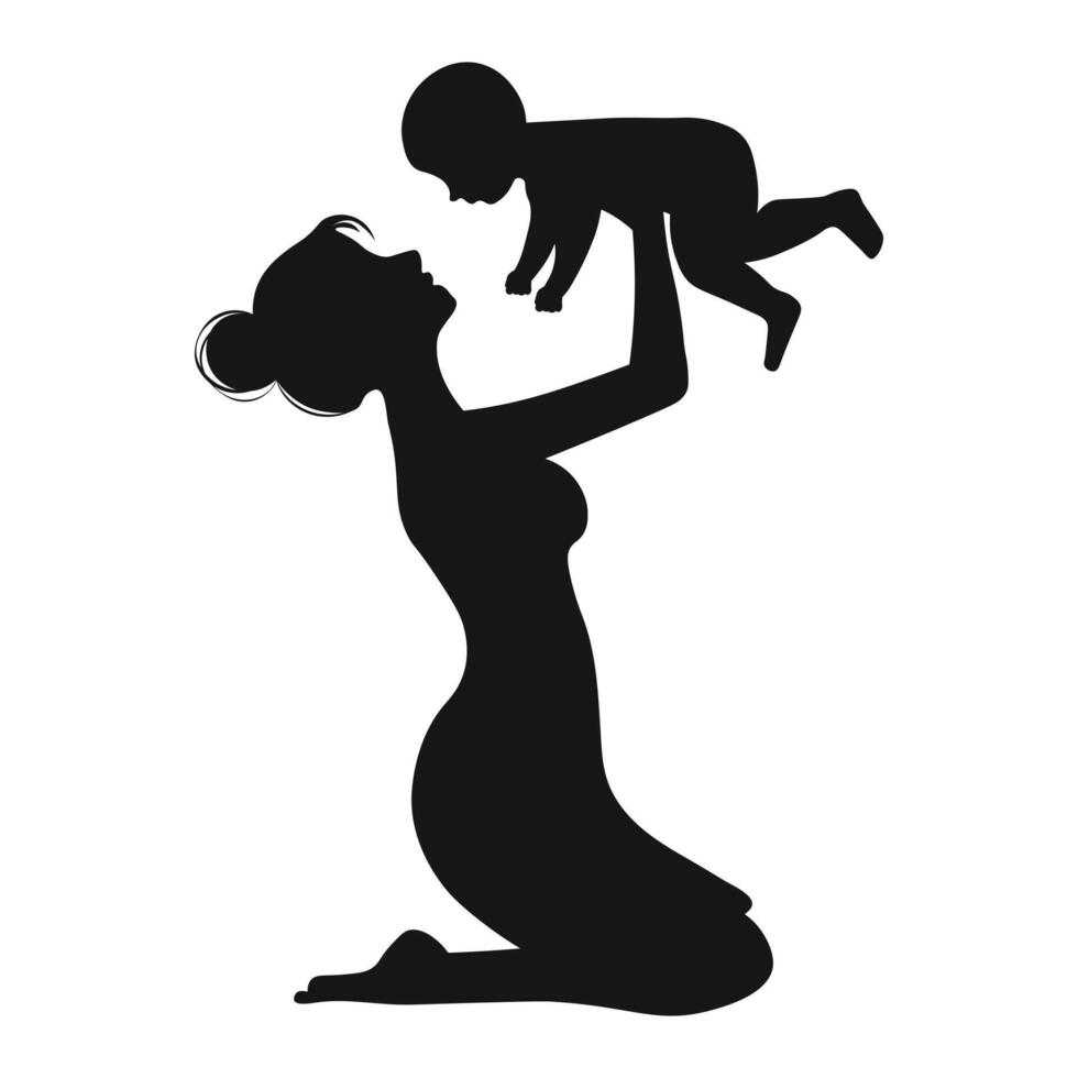 Mother and child silhouette. illustration vector
