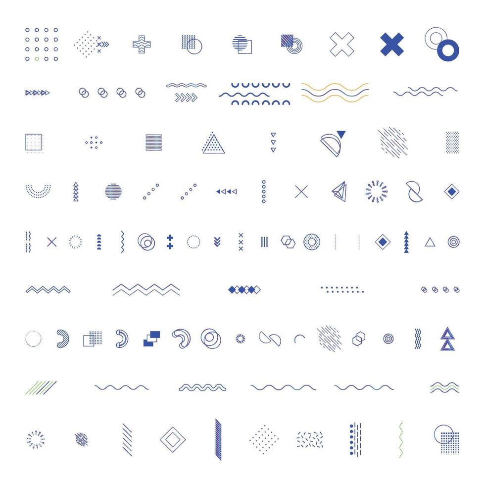 Abstract Memphis Style Geometric Design Elements Collection Clean and Modern Graphics for Creative Projects vector
