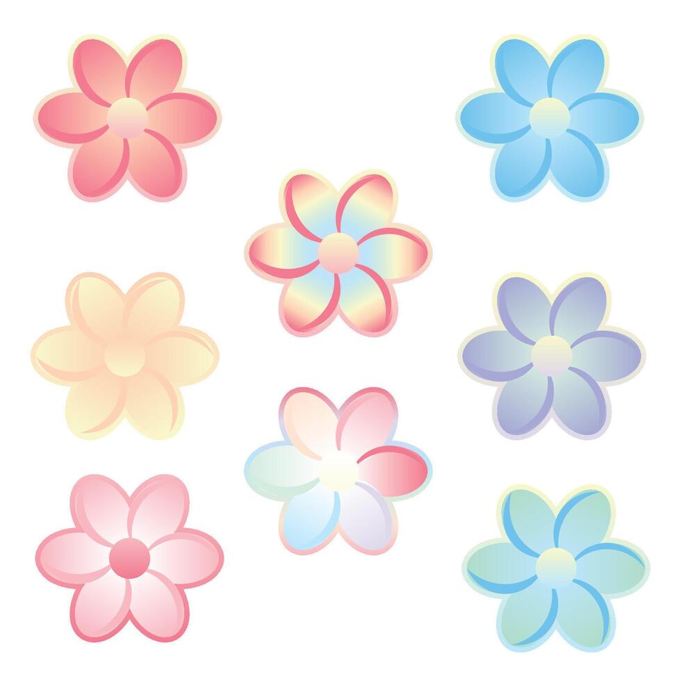 Set of Gradient Flowers vector