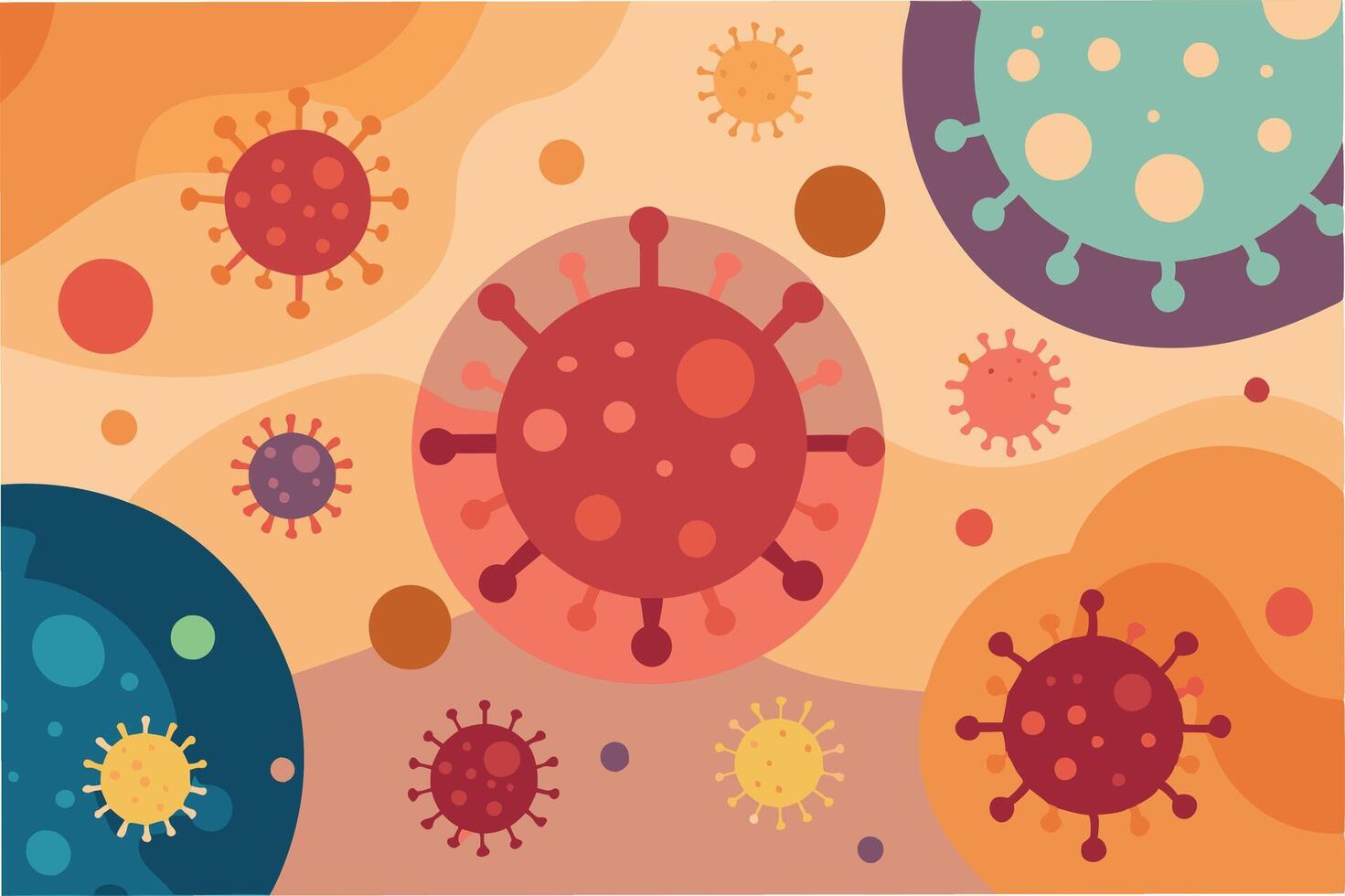 Muted abstract background with subtle hmpv and covid virus icons, perfect for educational posters or presentations hmpv and covid virus Clipart vector