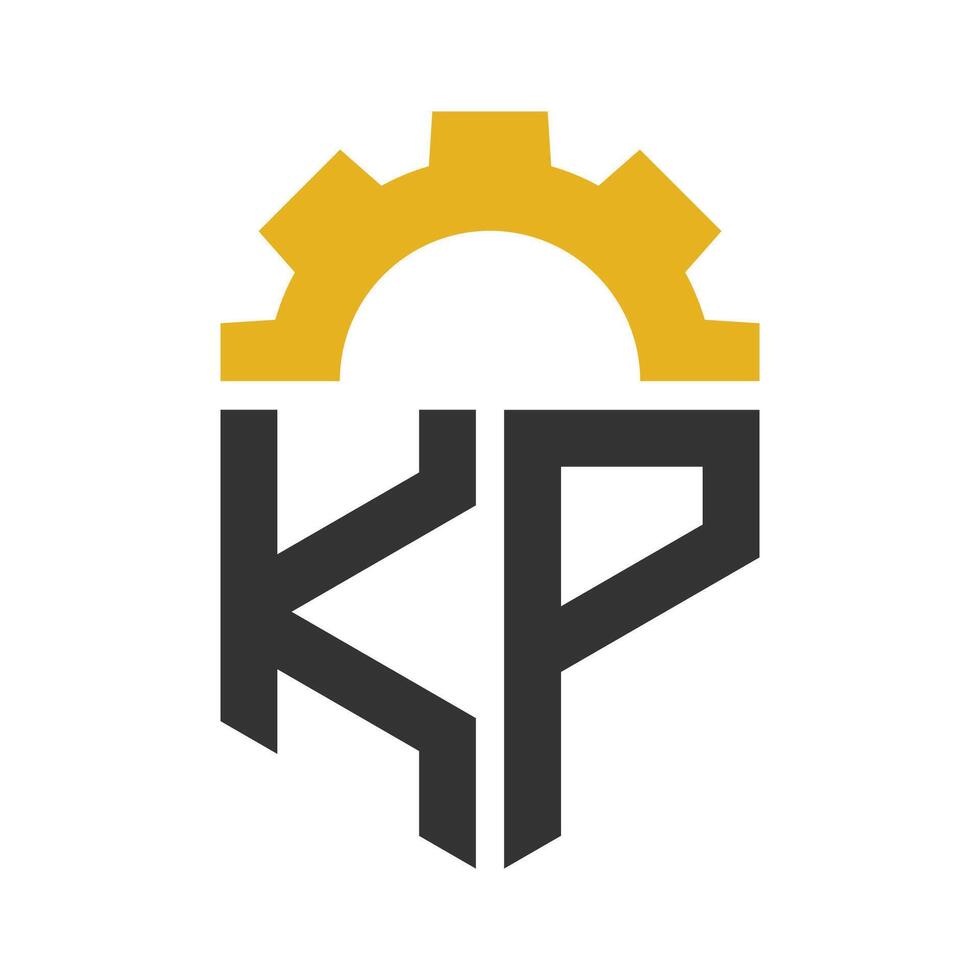 Letter KP Gear Logo Design for Service Center, Repair, Factory, Industrial, Digital and Mechanical Business vector