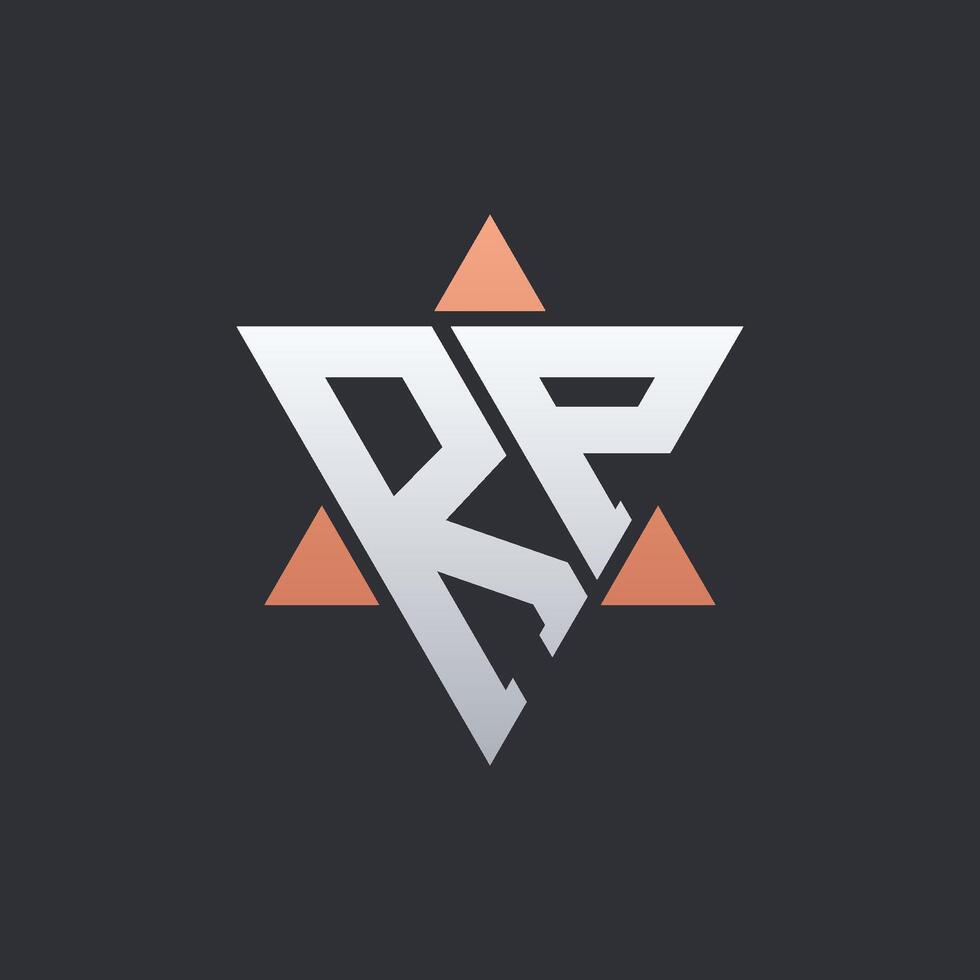 Modern RP Letter Logo Design with Geometric Triangle Elements. RP Logo Initials vector