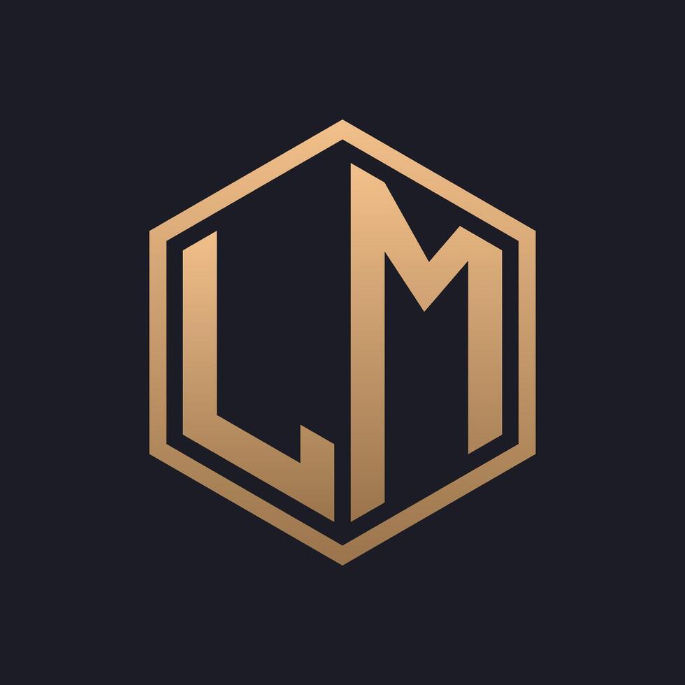 Elegant Hexagon Letter LM Logo Design. Initial Luxurious LM Logo Template vector