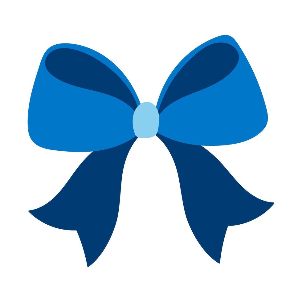 A blue ribbon with a blue bow is tied in a bow. The ribbon is made of a shiny, smooth material and the bow is made of a similar material vector