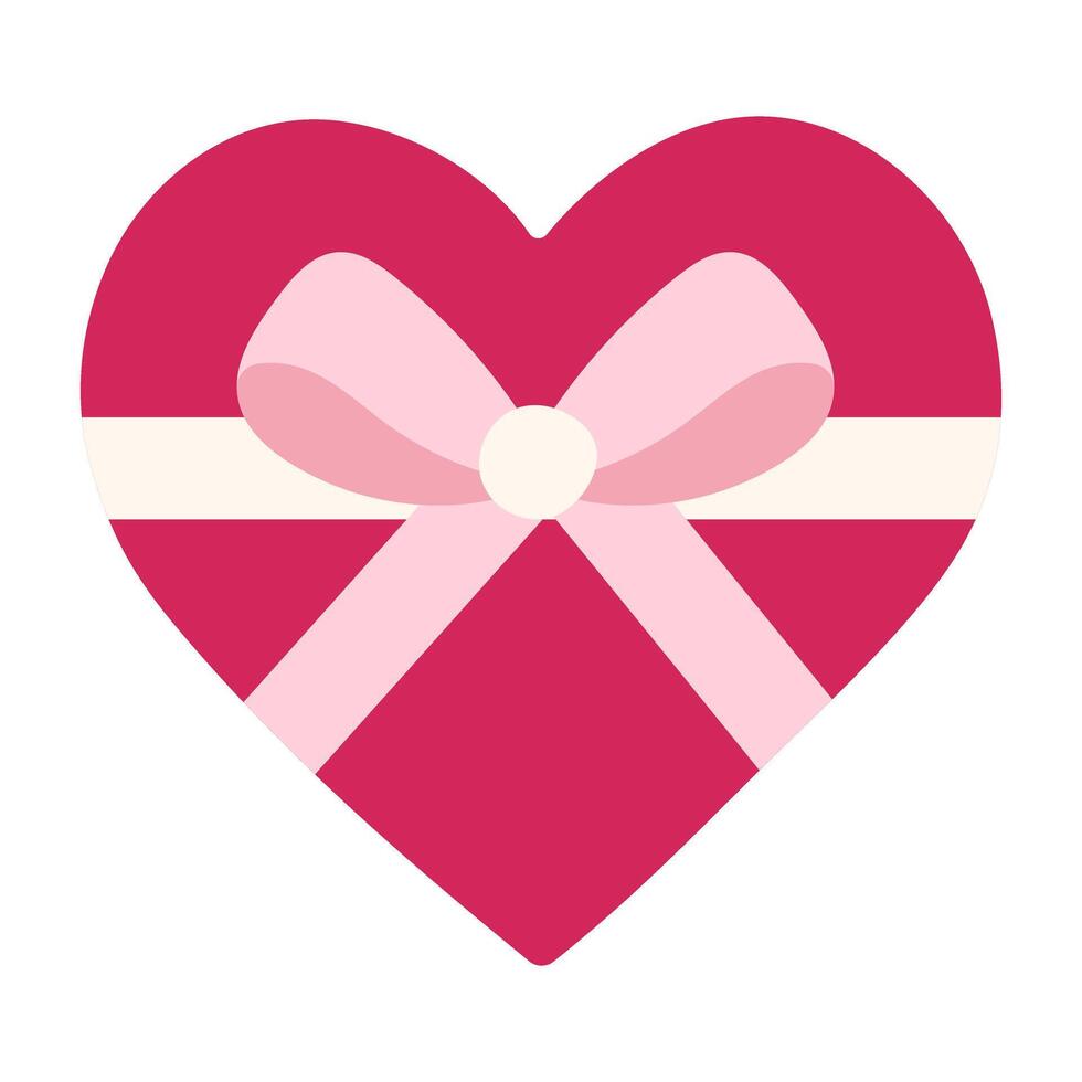 A heart with a pink bow is shown. The heart is surrounded by a white background vector
