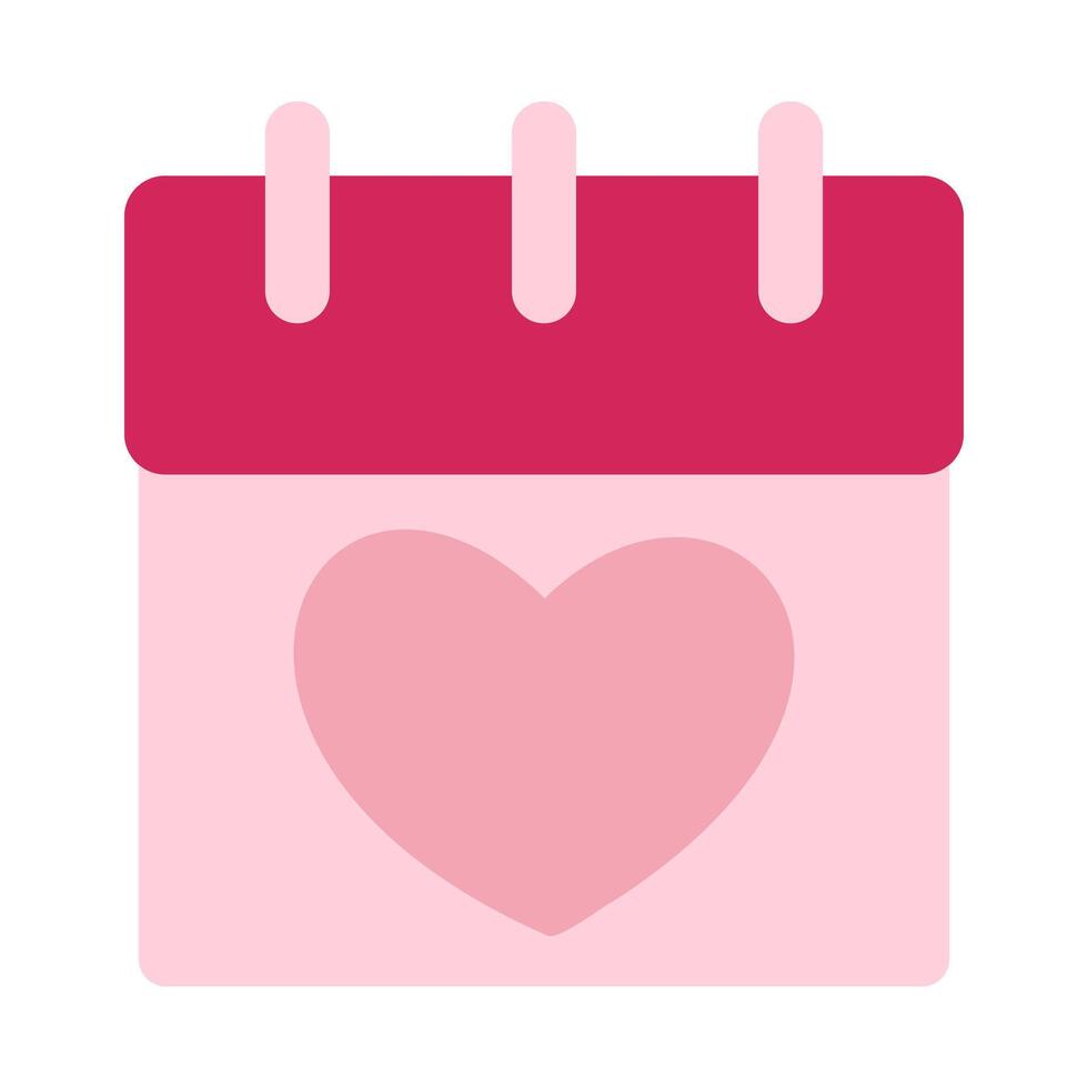 A calendar with a heart on it. The heart is pink and the calendar is red. The calendar is for Valentine's Day vector