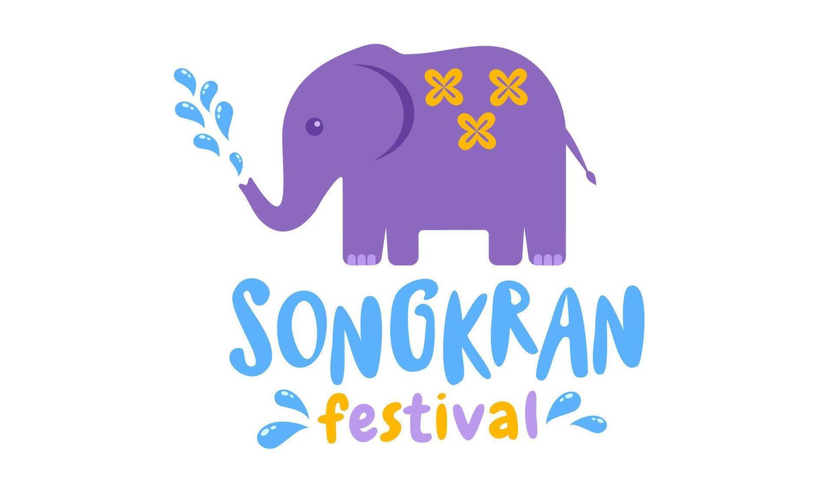 Logo for Songkran festival in Thailand with elephant. vector