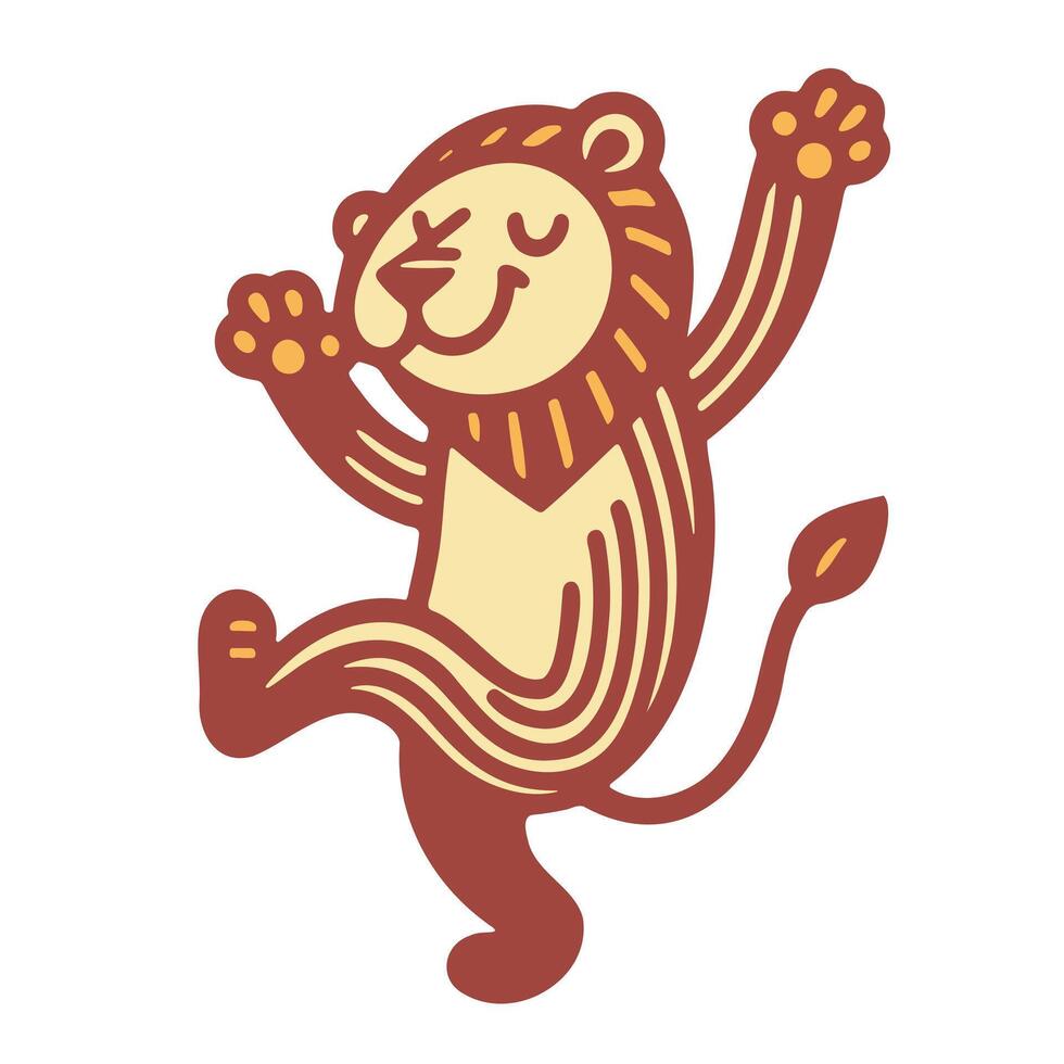 Playful Dancing Lion Character Illustration vector