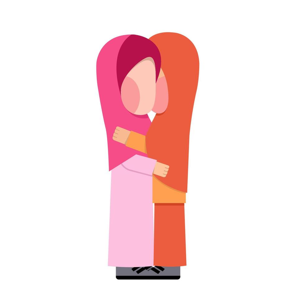 Illustration Of Hijab Girls Hugging vector