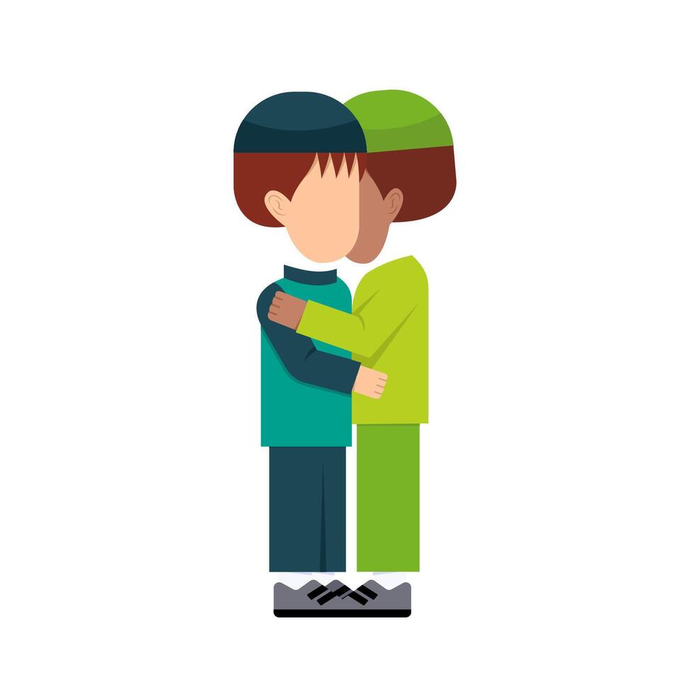 Illustration Of Muslim Boys Hugging vector