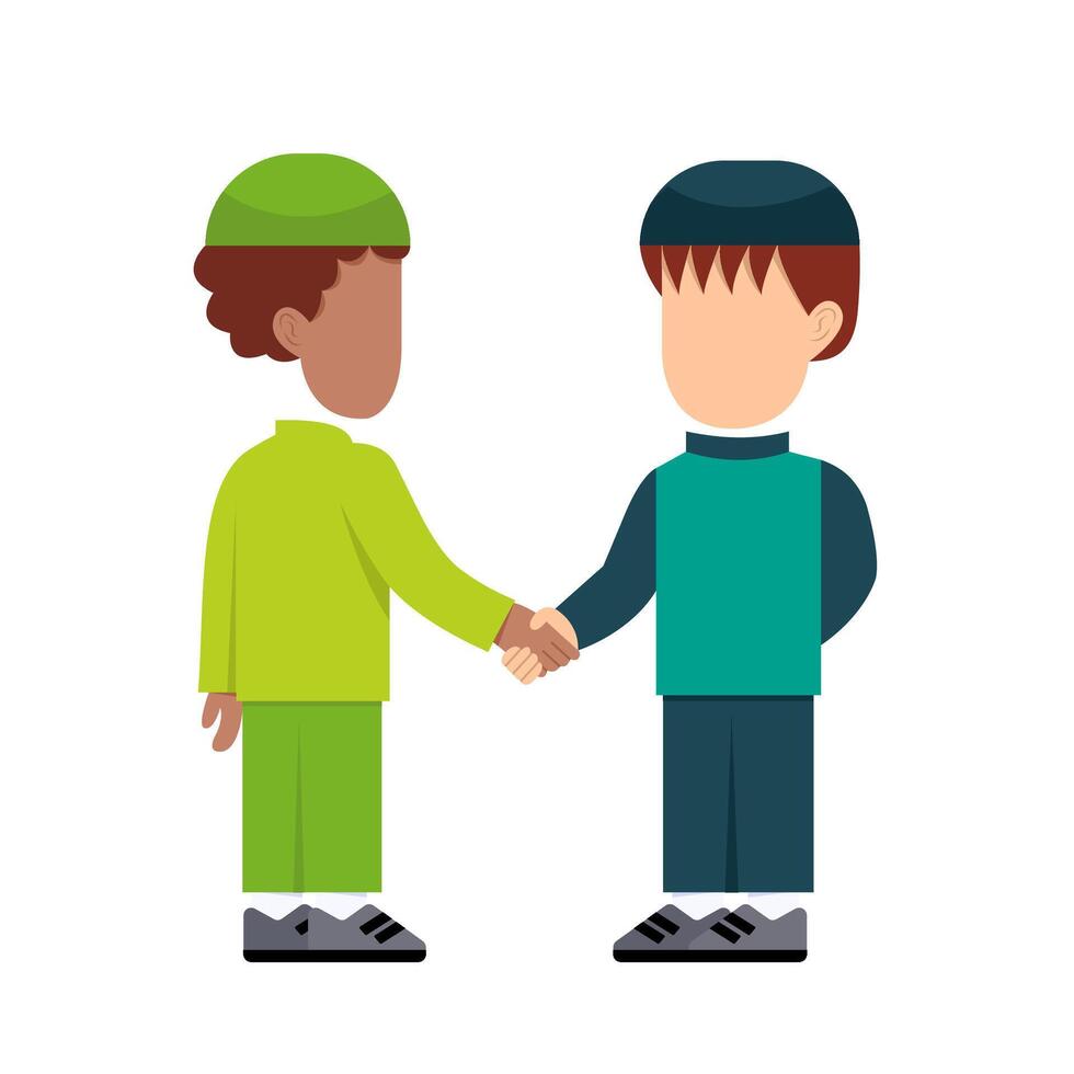 Muslim Boys Shaking Hands Illustration vector