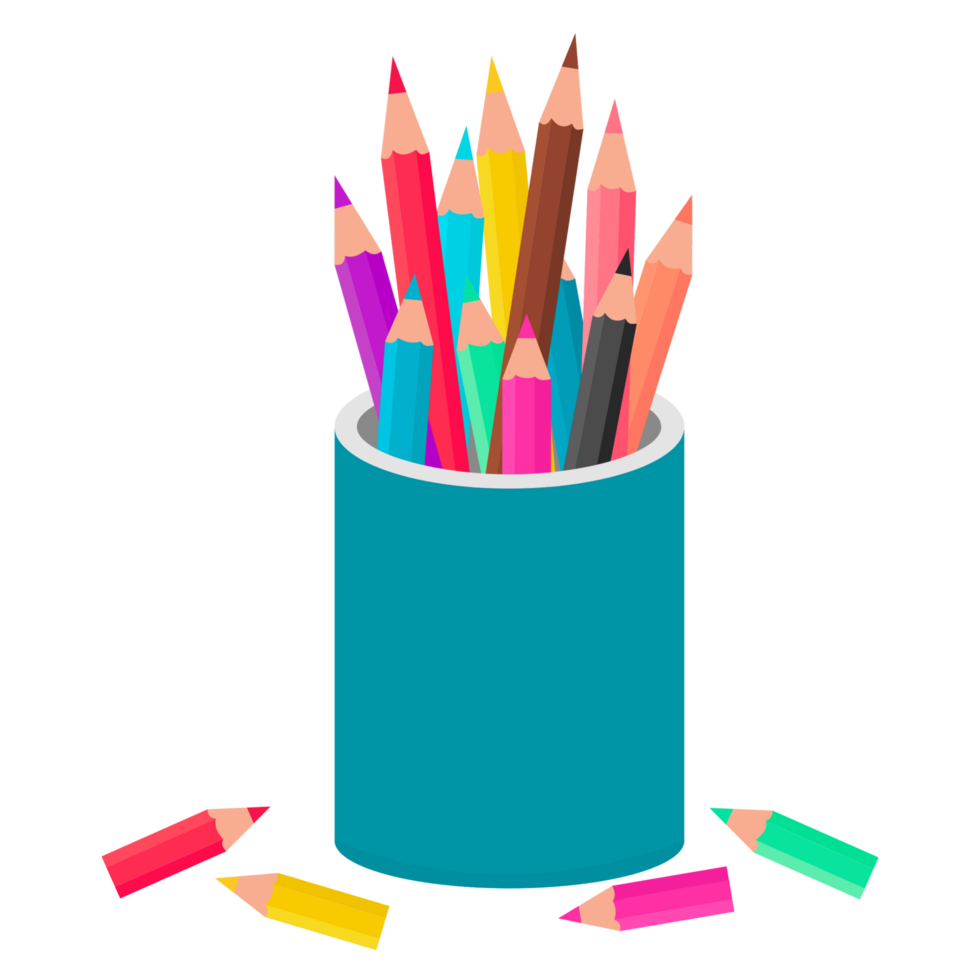 Color pencils in a box png