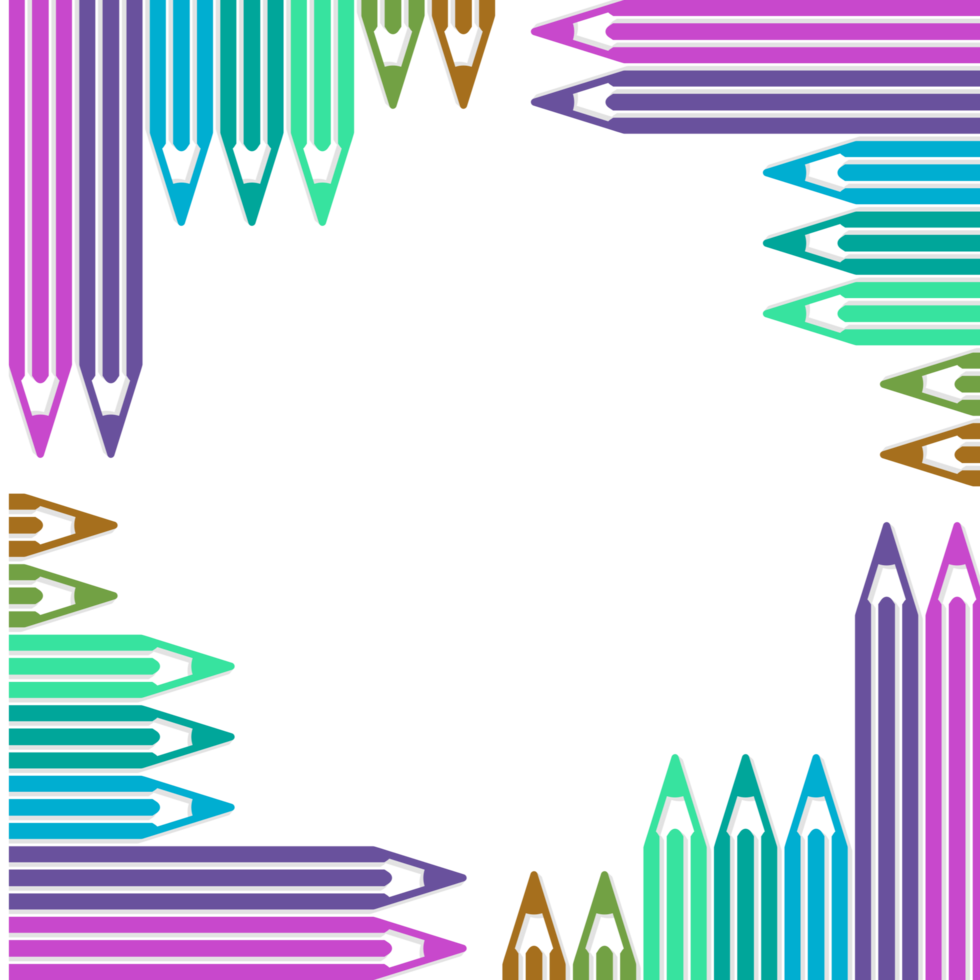 Colorful pencils frame for educational purposes png