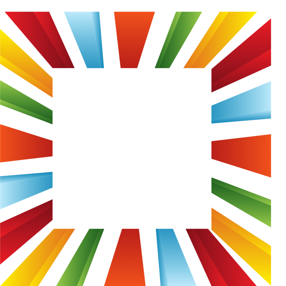 A rainbow colors square frame png