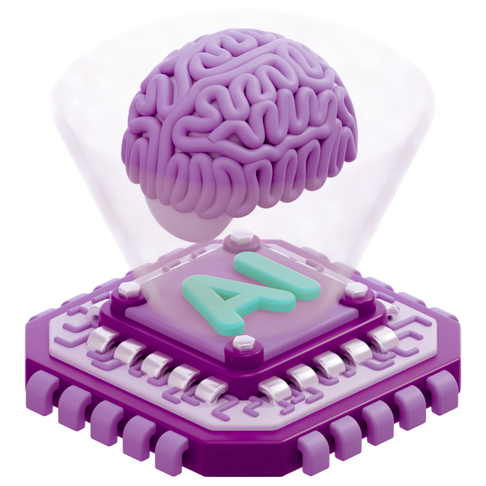 A brain and a computer ai chip png