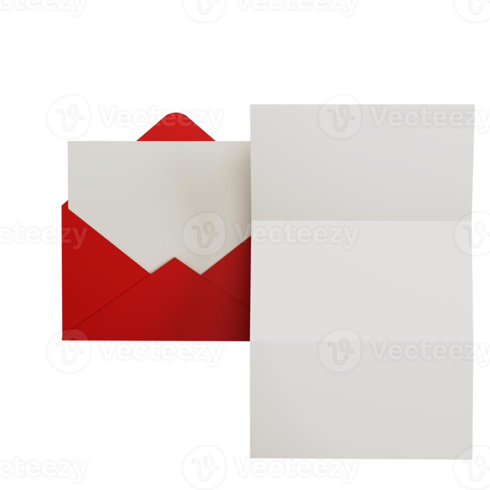 3d red romantic letter envelop love concept png