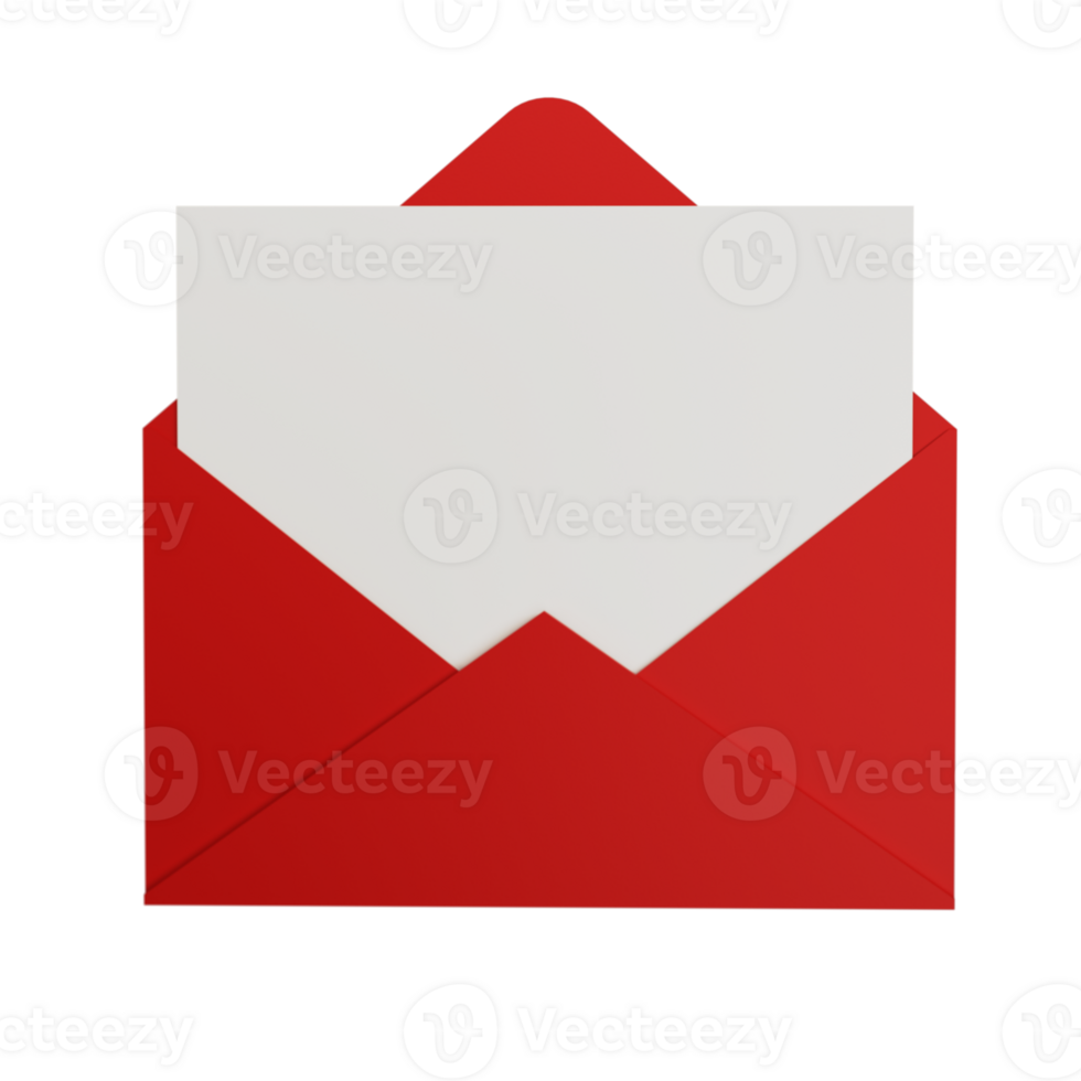 3d render red romantic letter envelop love concept png