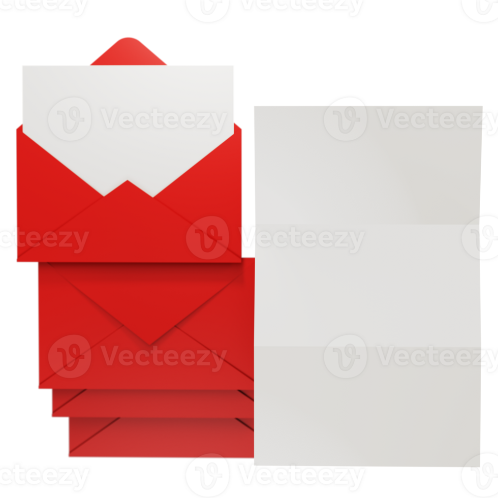 3d render image red romantic letter envelop love concept png