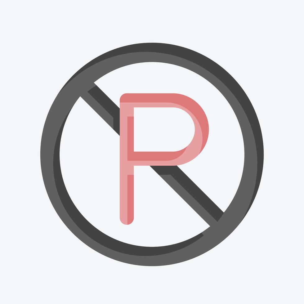 Icon No Parking. related to Parking symbol. flat style. design editable vector