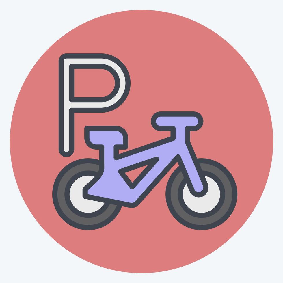 Icon Bike Parking. related to Parking symbol. color mate style. design editable vector