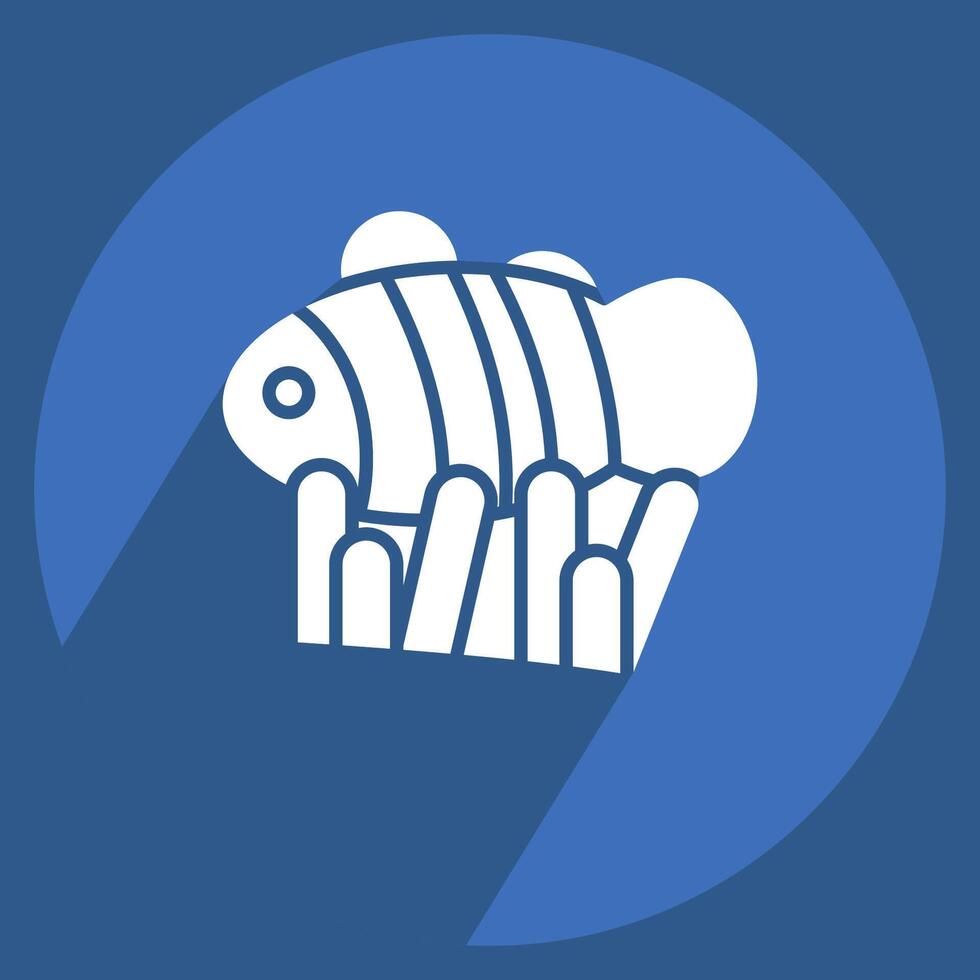 Icon Clown Fish. related to Summer symbol. long shadow style. design editable vector