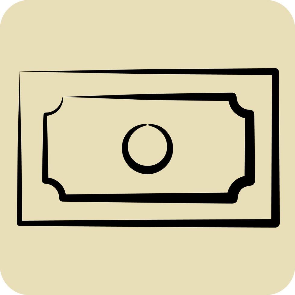 Icon Cash. related to Parking symbol. hand drawn style. design editable vector