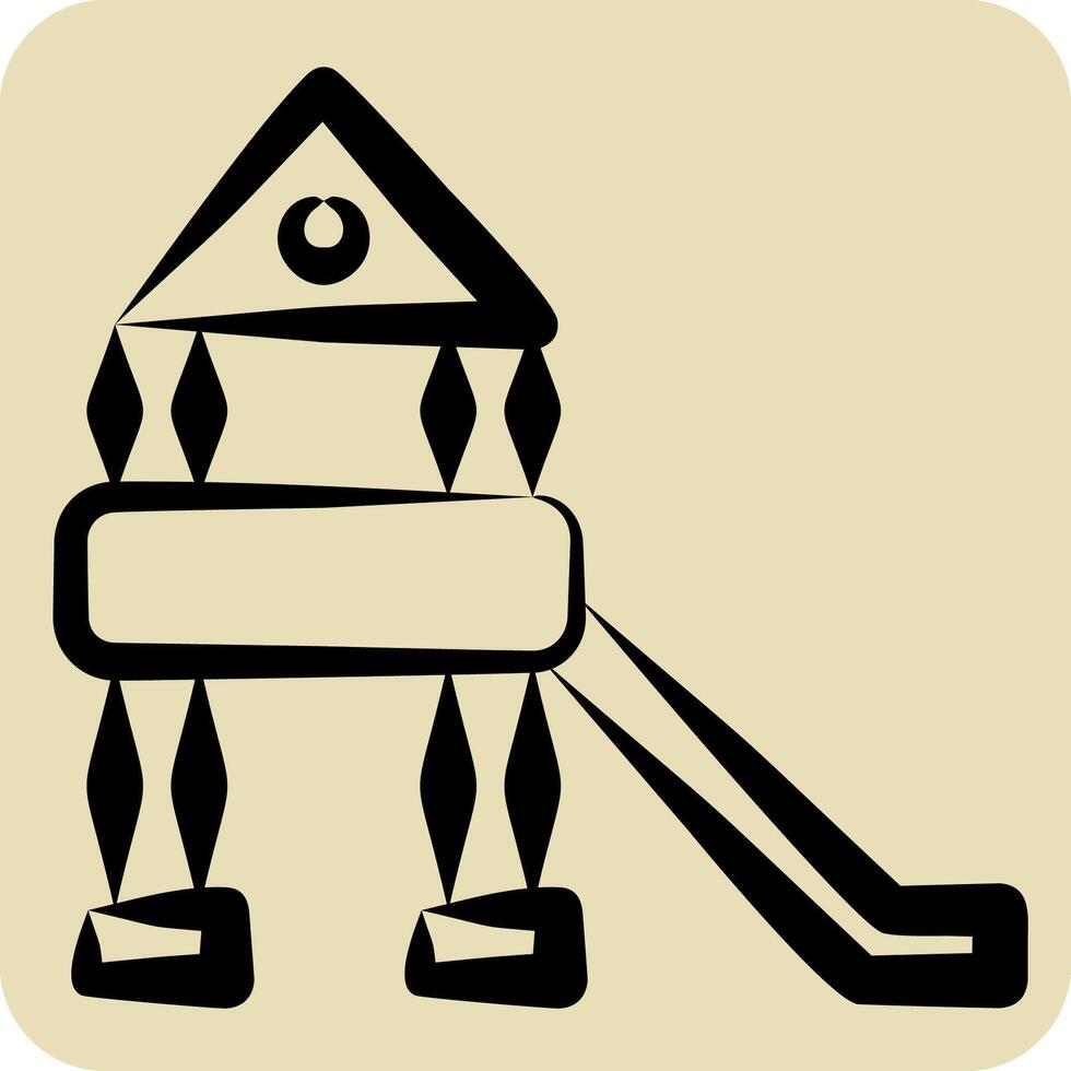 Icon Play Ground. related to Kindergarten symbol. hand drawn style. design editable vector