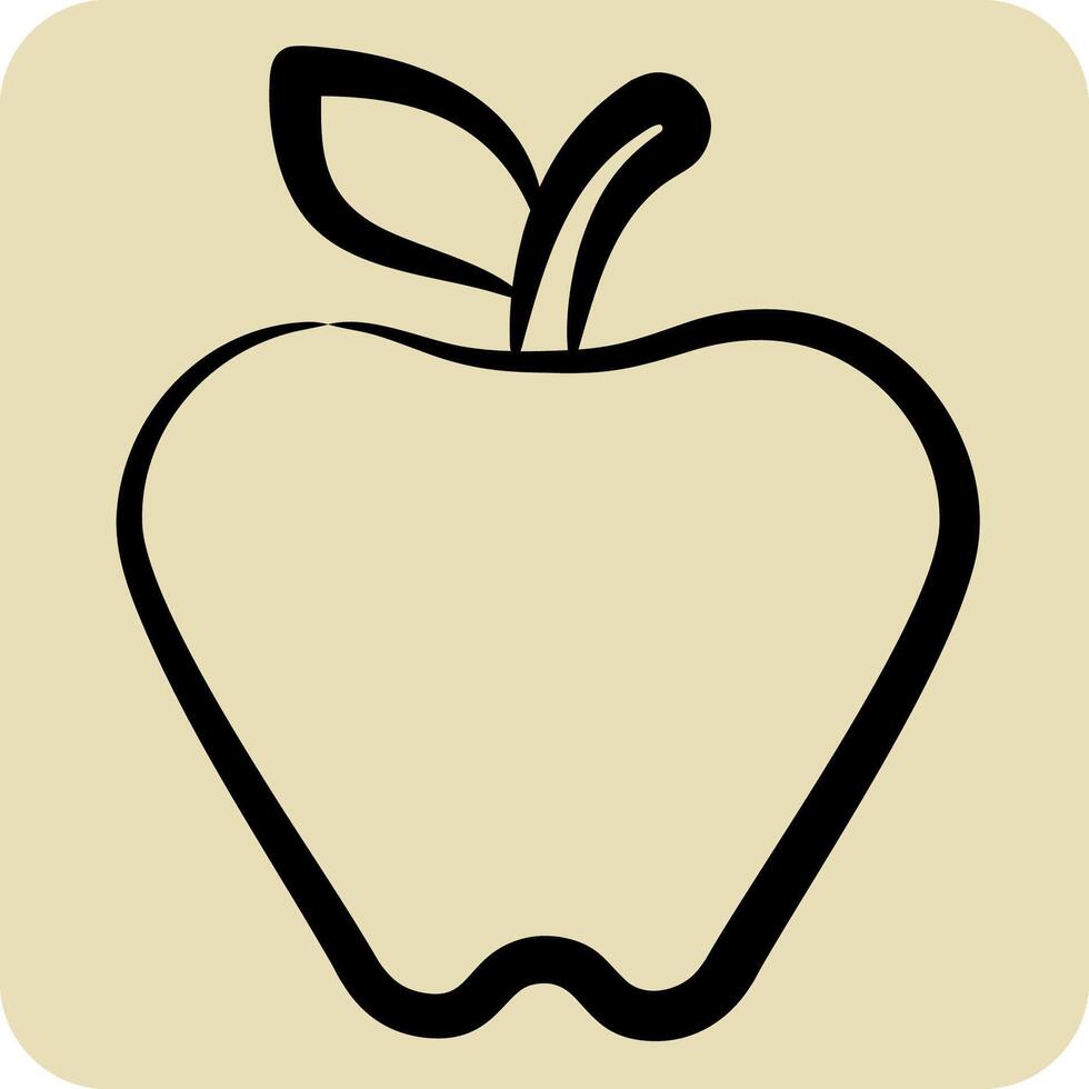 Icon Apple. related to Kindergarten symbol. hand drawn style. design editable vector