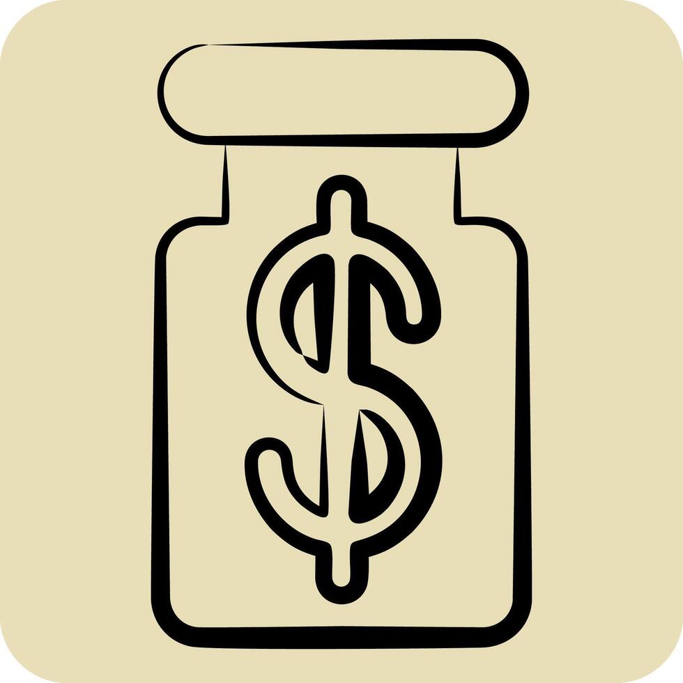 Icon Money Jar. related to Savings symbol. hand drawn style. design editable vector