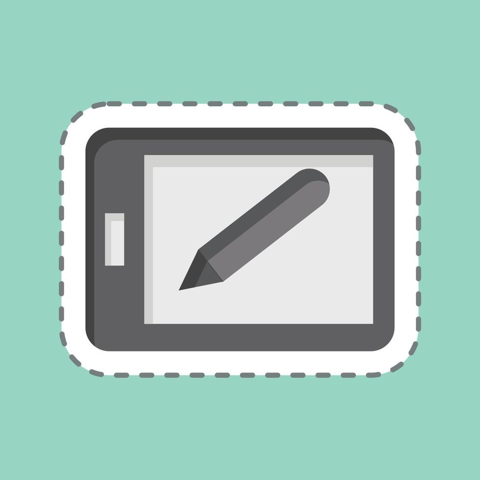 Sticker line cut Magic Slate. related to Kindergarten symbol. design editable vector