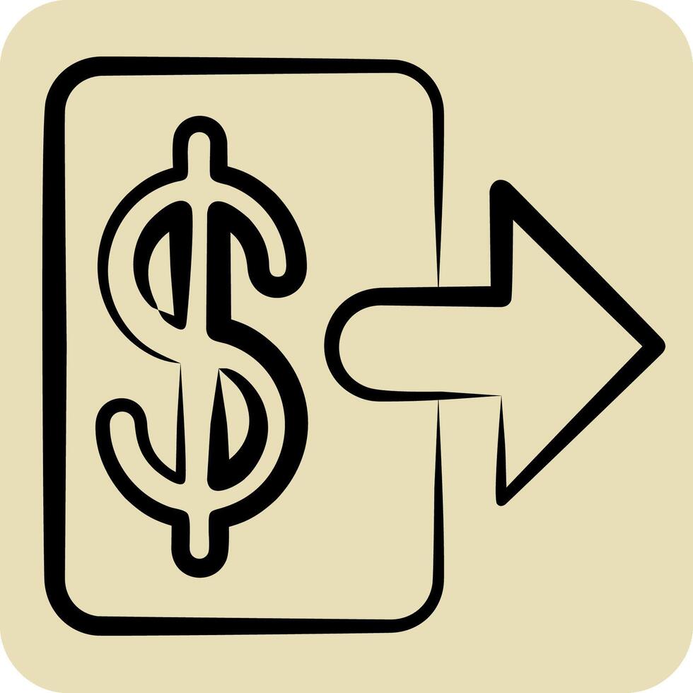 Icon Withdraw Money. related to Savings symbol. hand drawn style. design editable vector