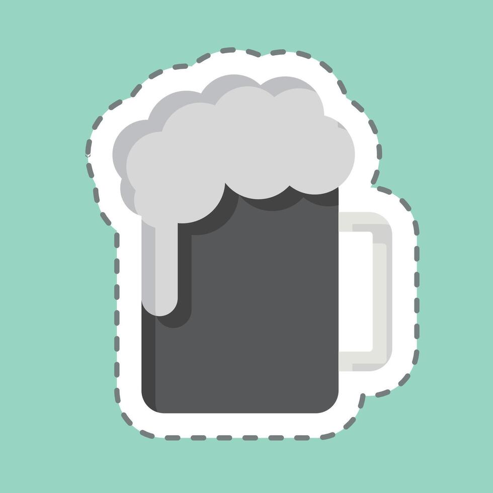 Sticker line cut Beer. related to Restaurant symbol. design editable vector