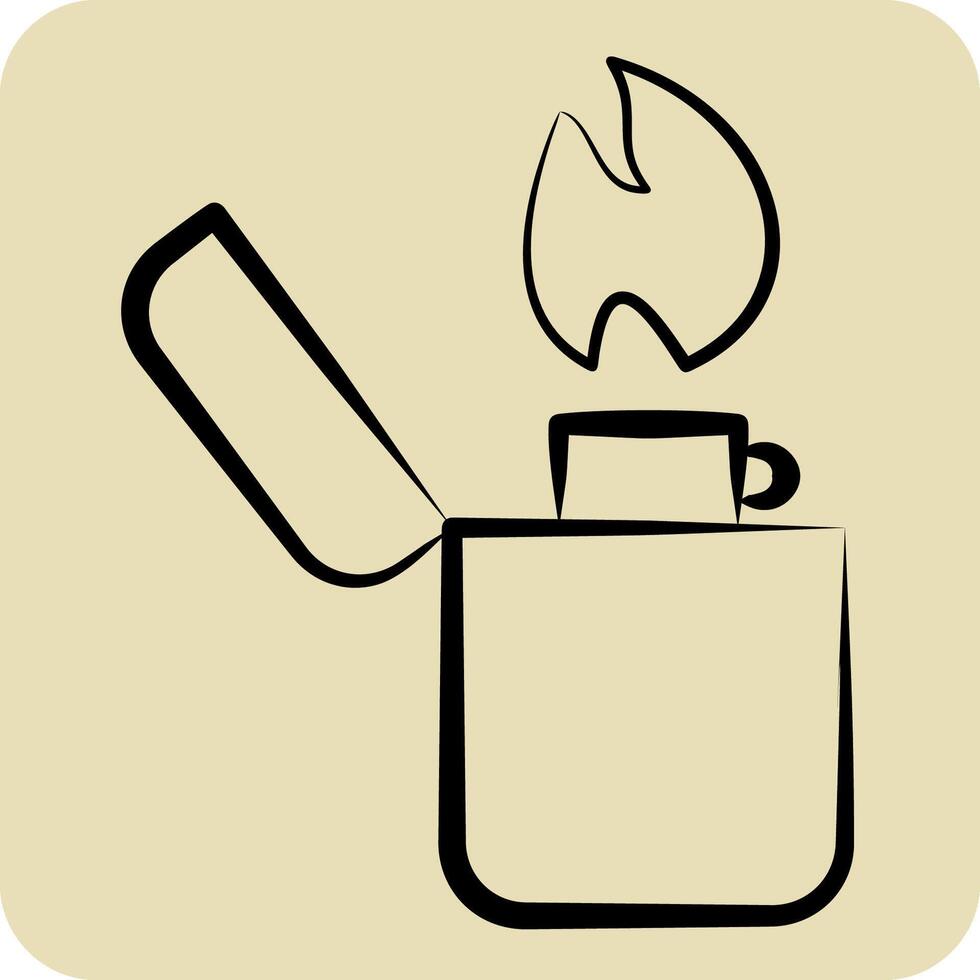 Icon Lighter. related to Smoking symbol. hand drawn style. design editable vector