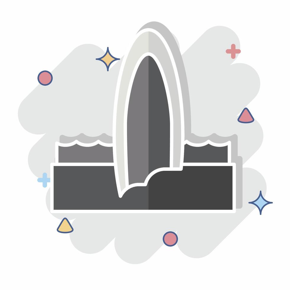 Icon Surfoad. related to Summer symbol. comic style. design editable vector