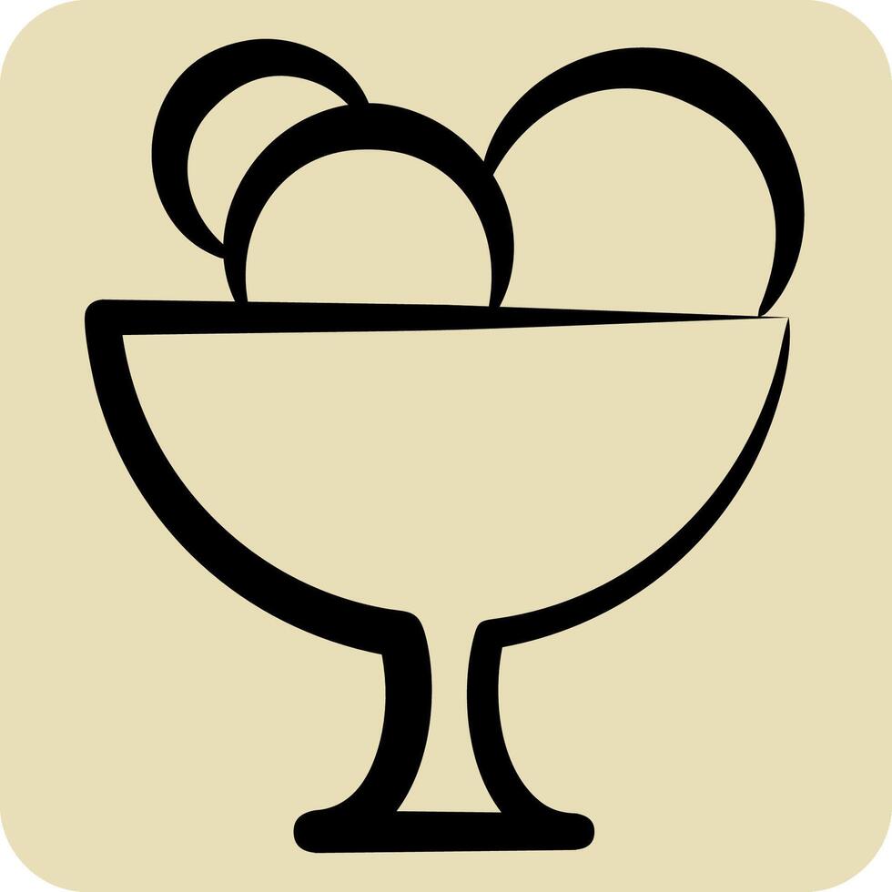 Icon Ice Cream. related to Restaurant symbol. hand drawn style. design editable vector