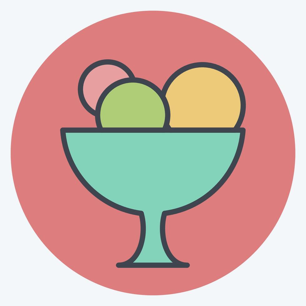 Icon Ice Cream. related to Restaurant symbol. color mate style. design editable vector