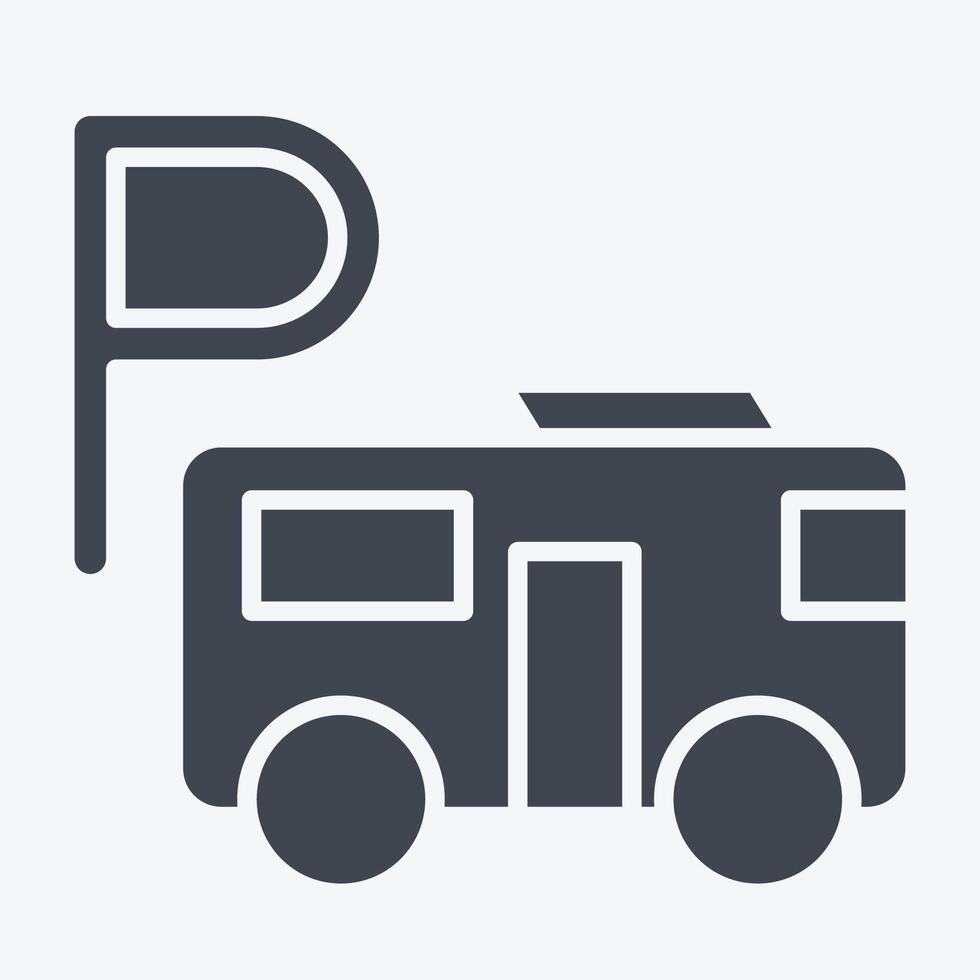 Icon Bus Parking. related to Parking symbol. glyph style. design editable vector