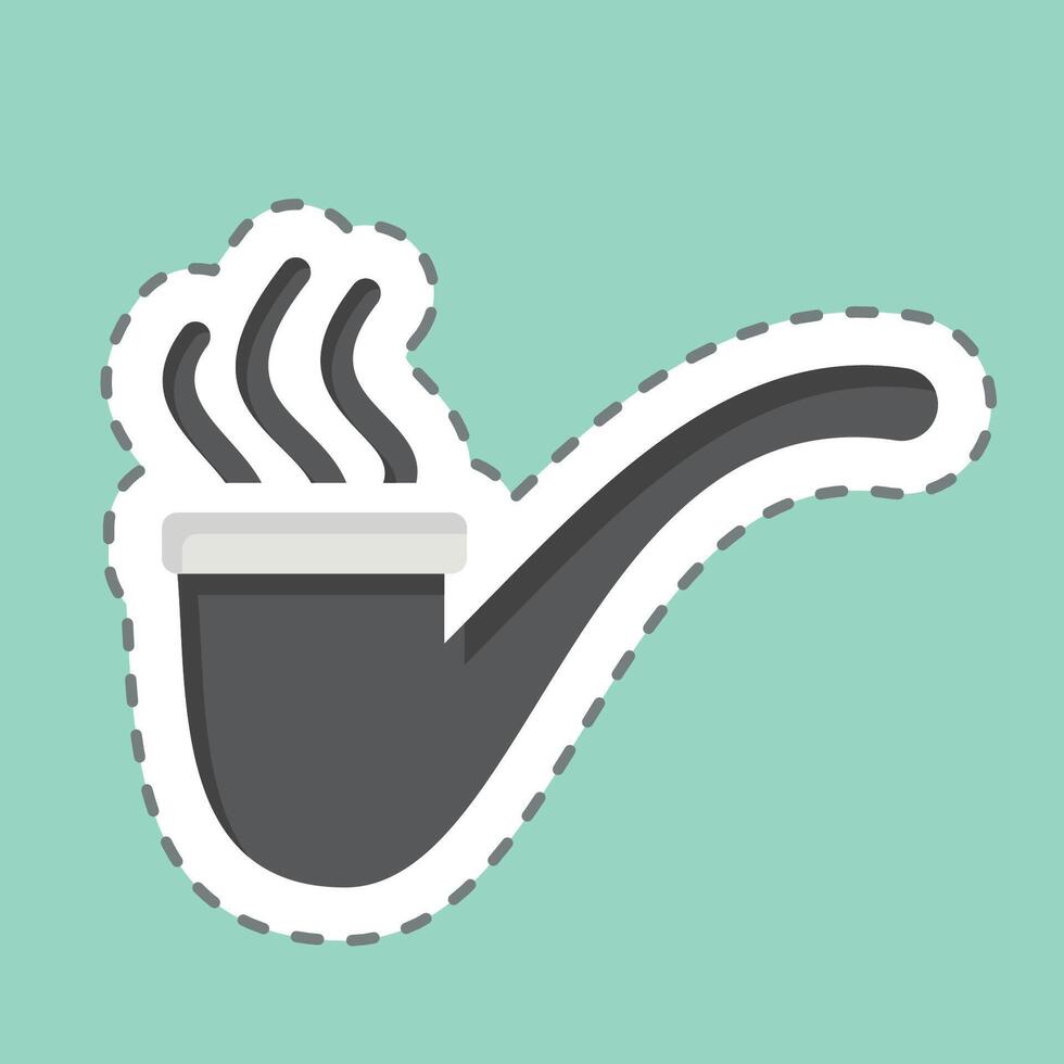 Sticker line cut Pipe. related to Smoking symbol. design editable vector