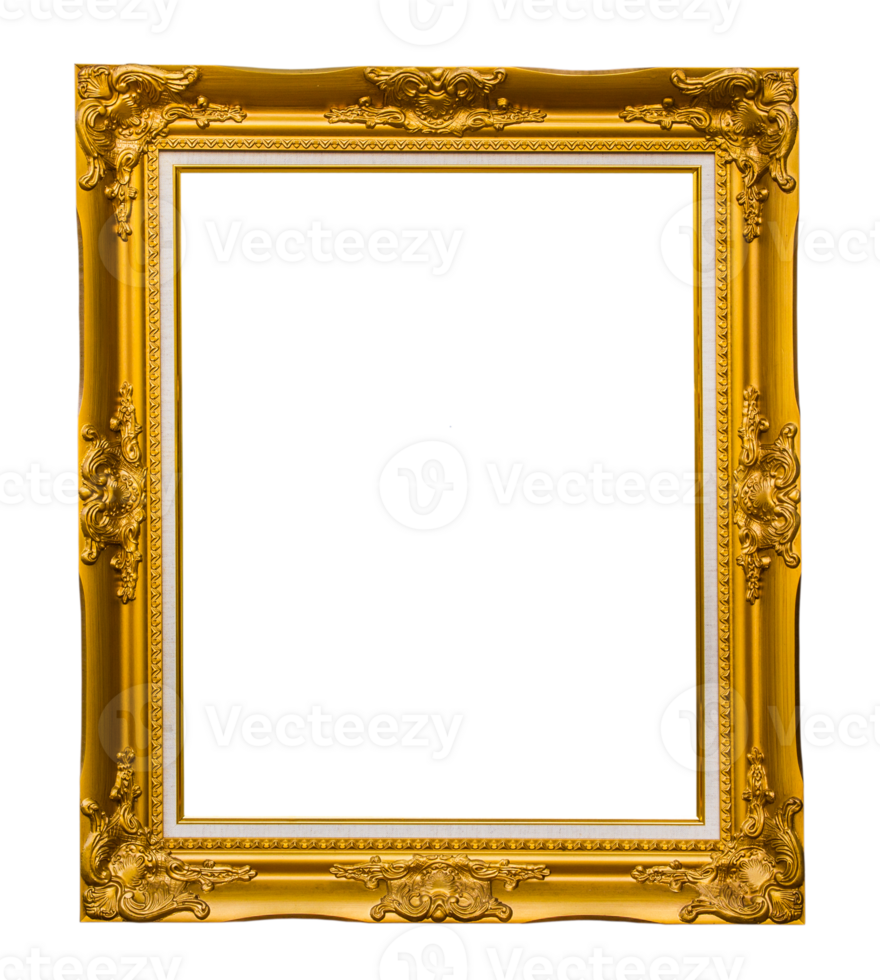 antique golden frame for paintings, mirrors or photos png