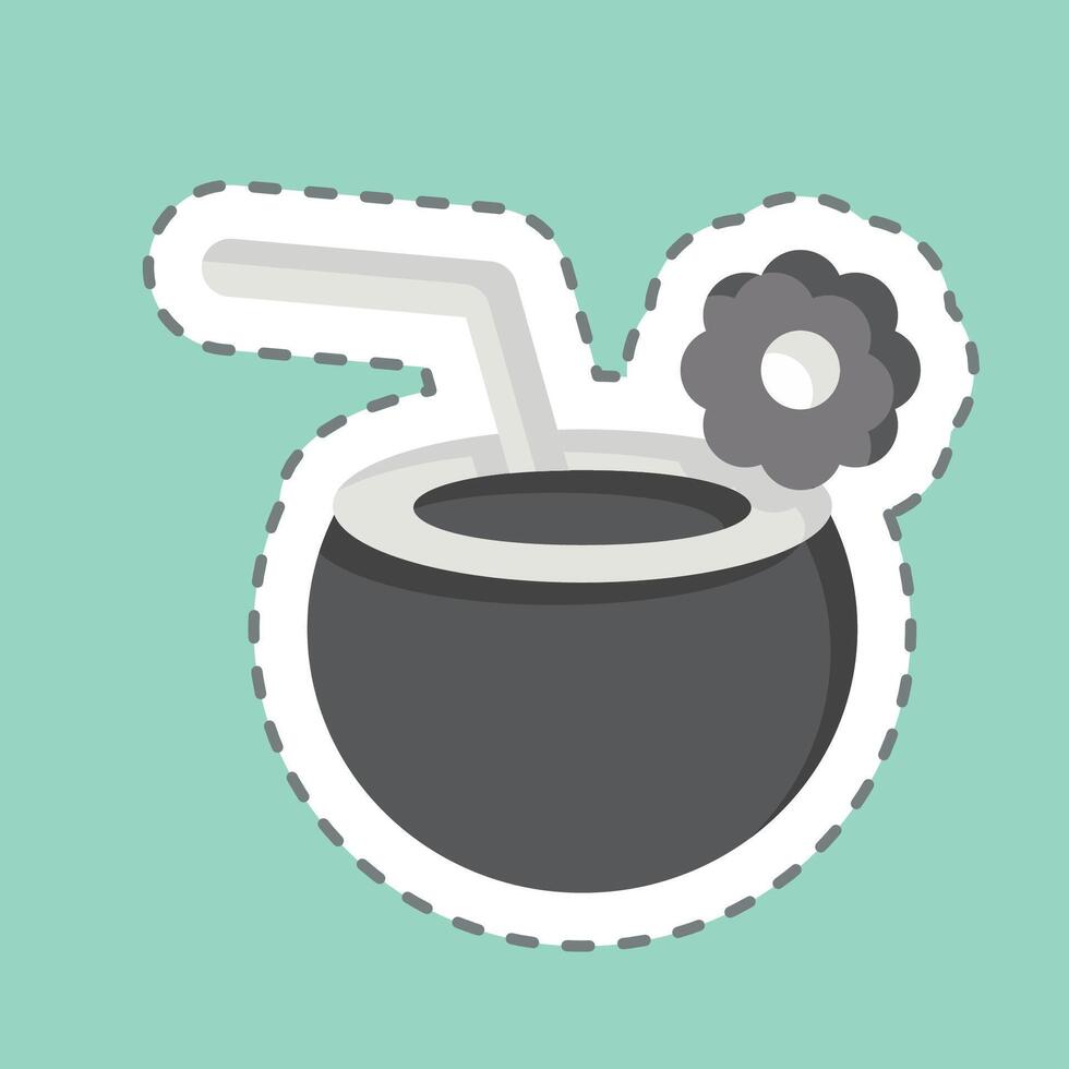 Sticker line cut Coconut. related to Summer symbol. design editable vector