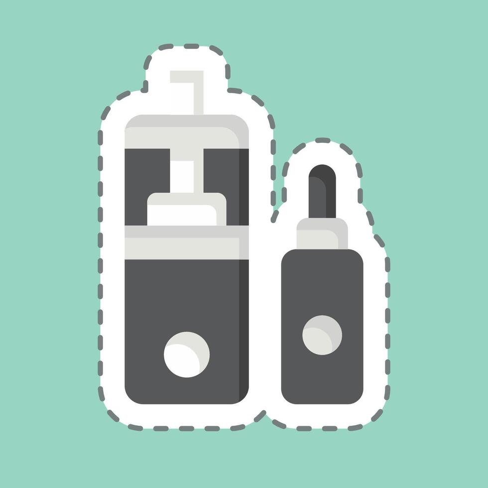 Sticker line cut Vape and Liquid. related to Vape symbol. design editable vector