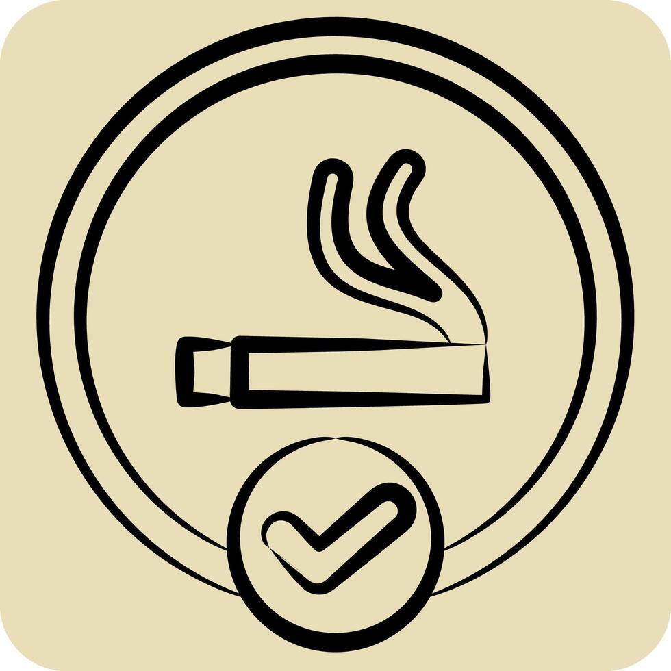 Icon Smoking Area. related to Smoking symbol. hand drawn style. design editable vector