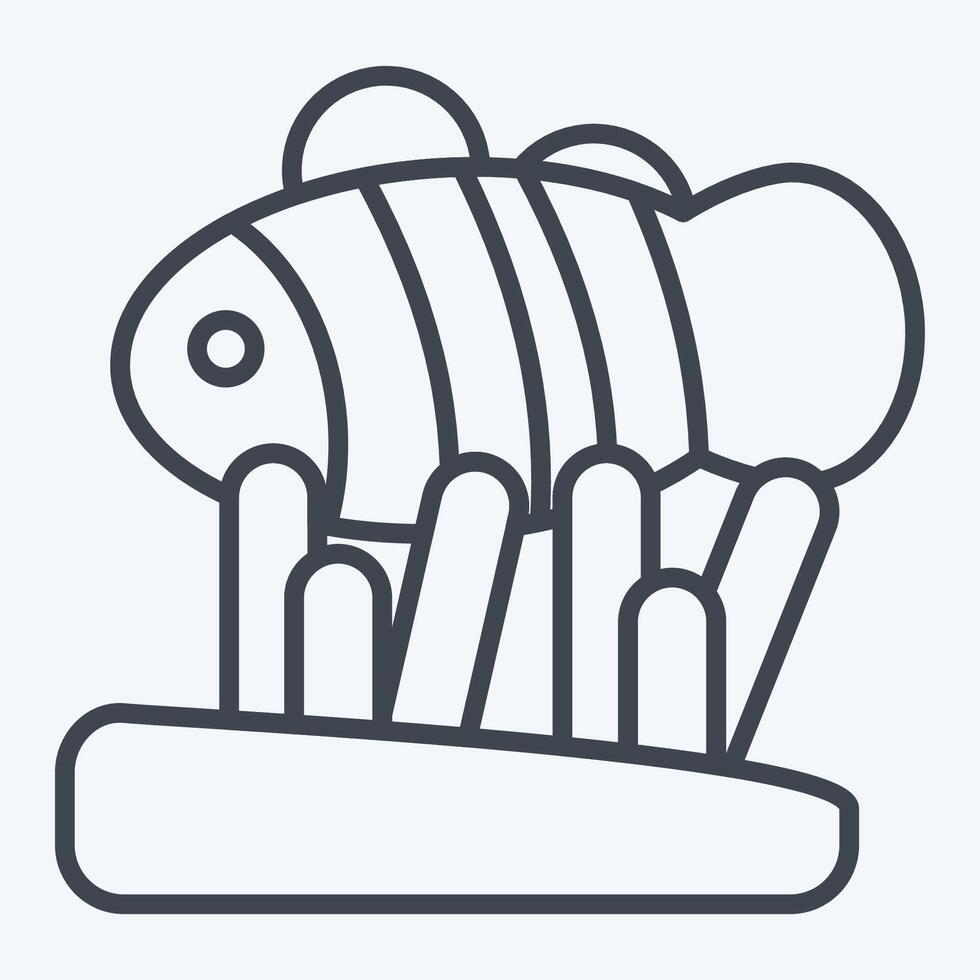 Icon Clown Fish. related to Summer symbol. line style. design editable vector