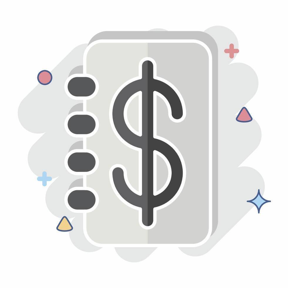 Icon Passbook. related to Savings symbol. comic style. design editable vector